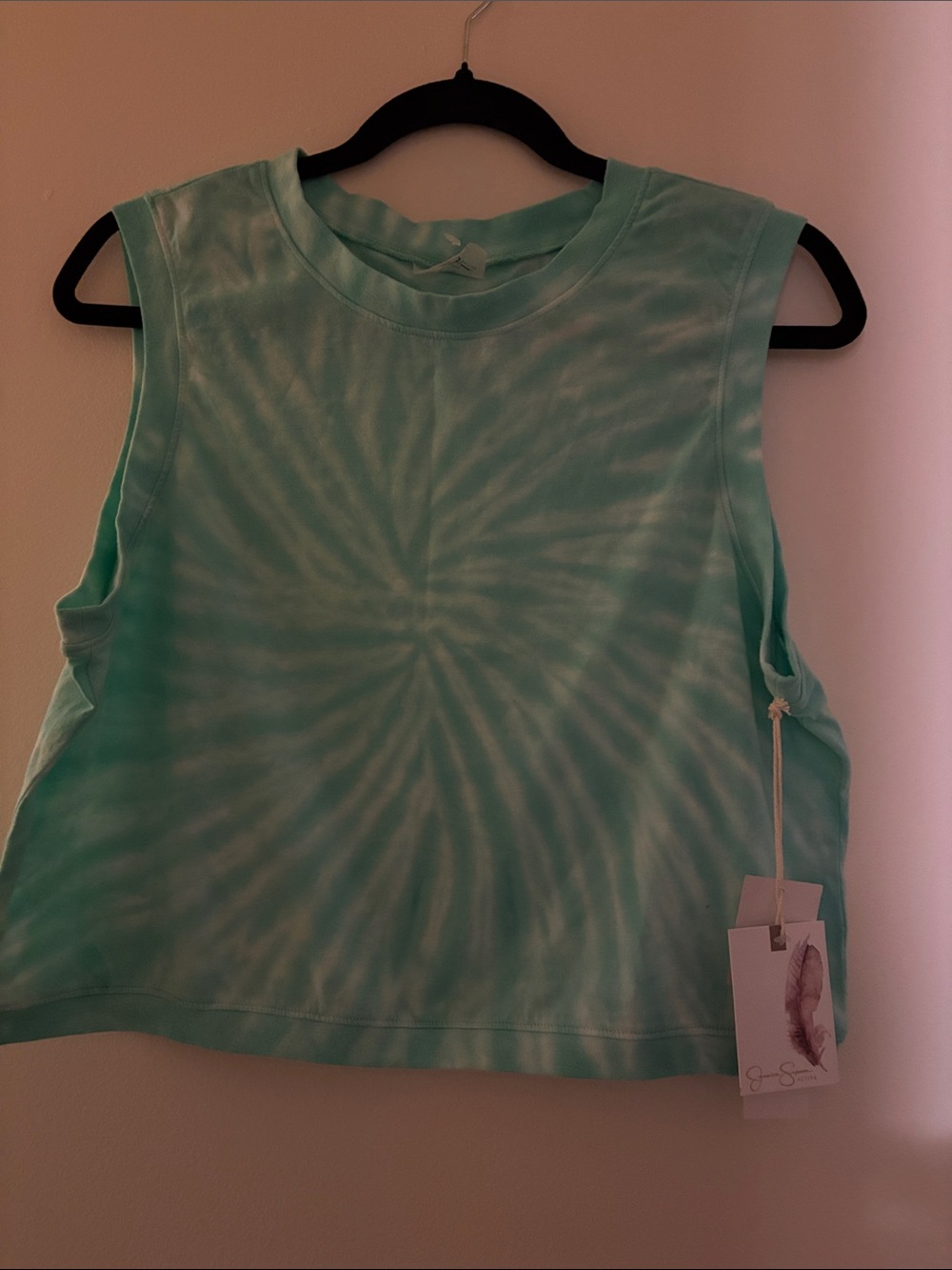 Jessica Simpson Mint Green Tie-Dye Cropped Tank